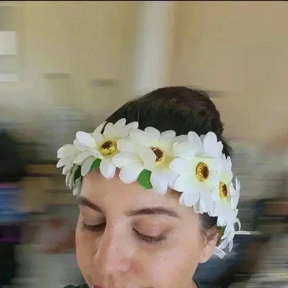 Fun Funky Floral multicolor led light up flower hair halo headband costume